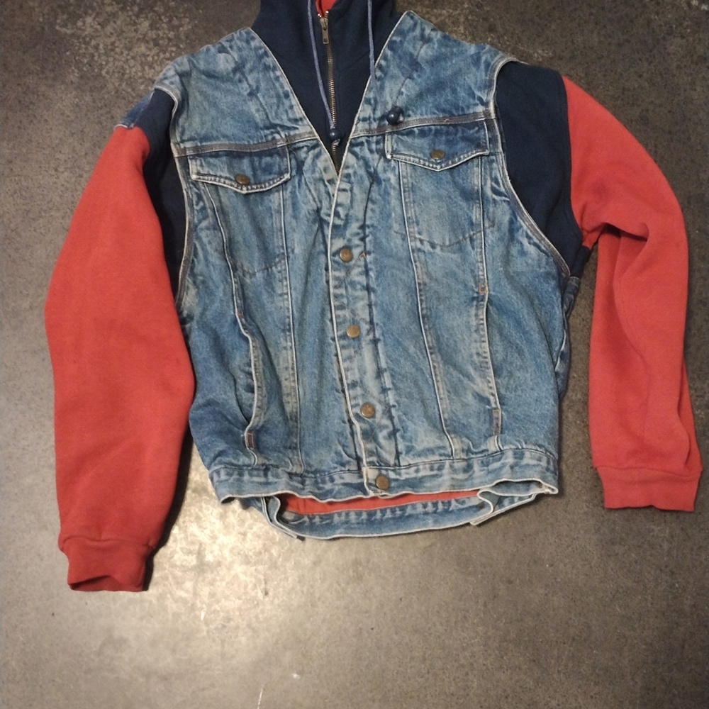 Denim and Red Jacket